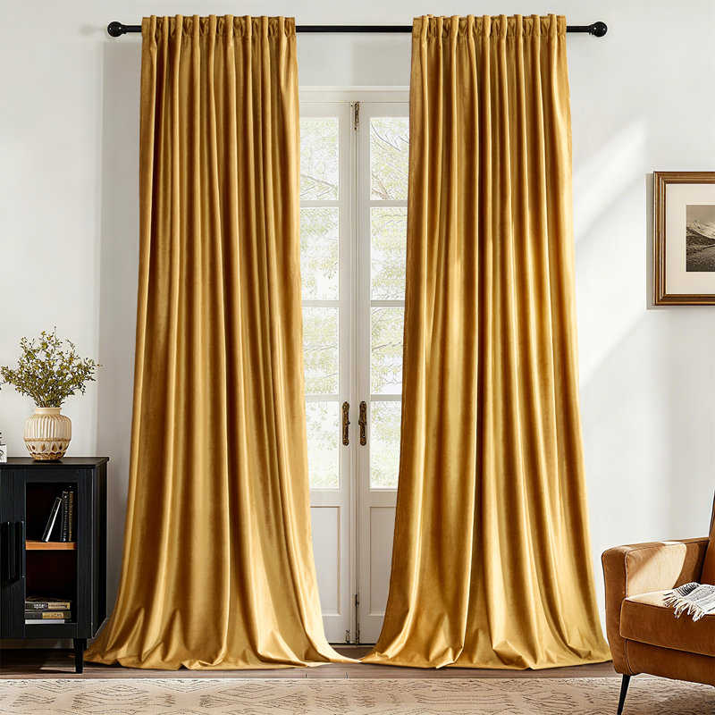 Rideaux isolants et isolants en velours de luxe. Pièce obscurcissant 75% à 95% avec passe-tringle à onglets pour salon (ensemble de 2)