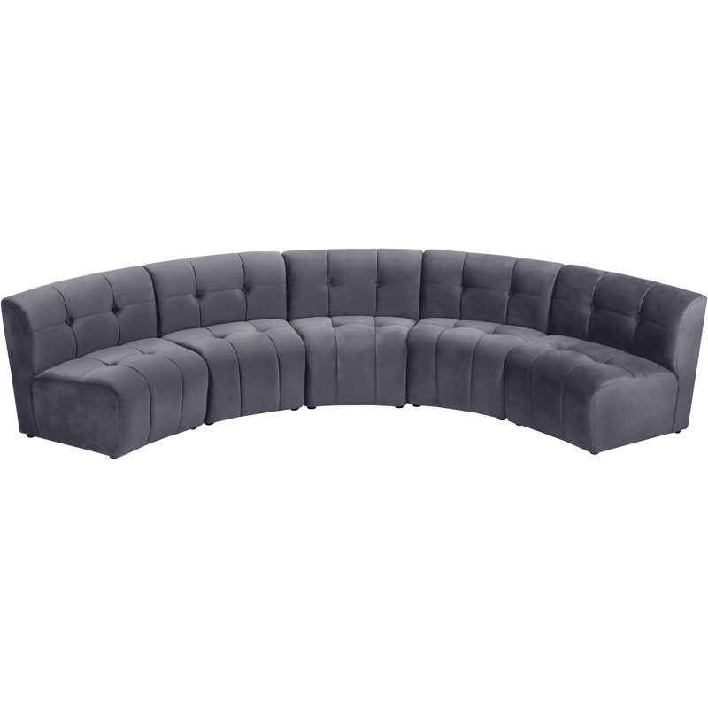 Jedson Velvet Sectional Symmetrical, Grey Velvet