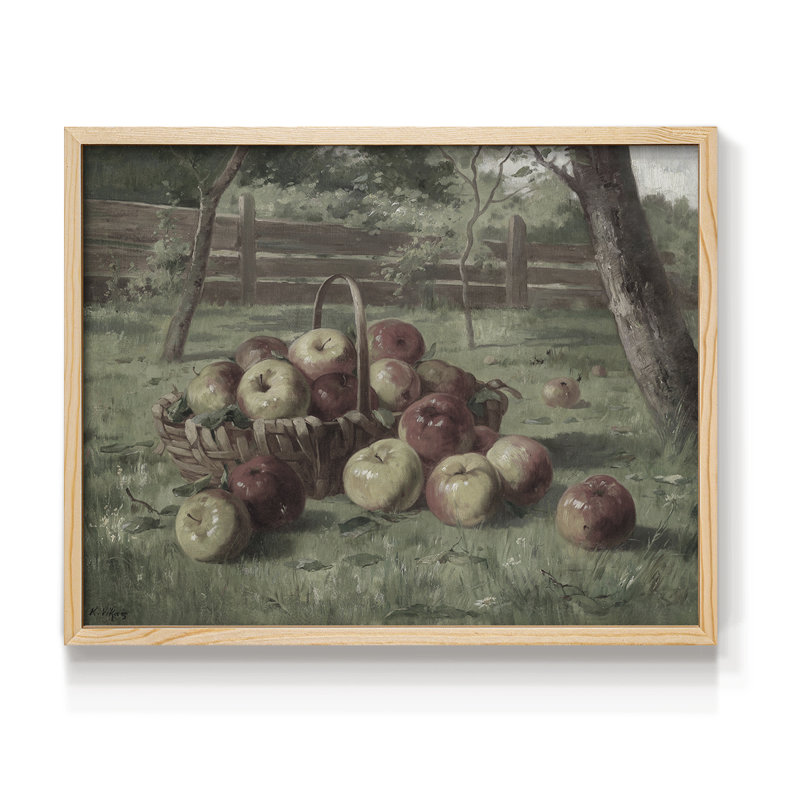 Motif floral rétro - X III - reproduction encadrée, H 8 po x l 10 po, Naturel