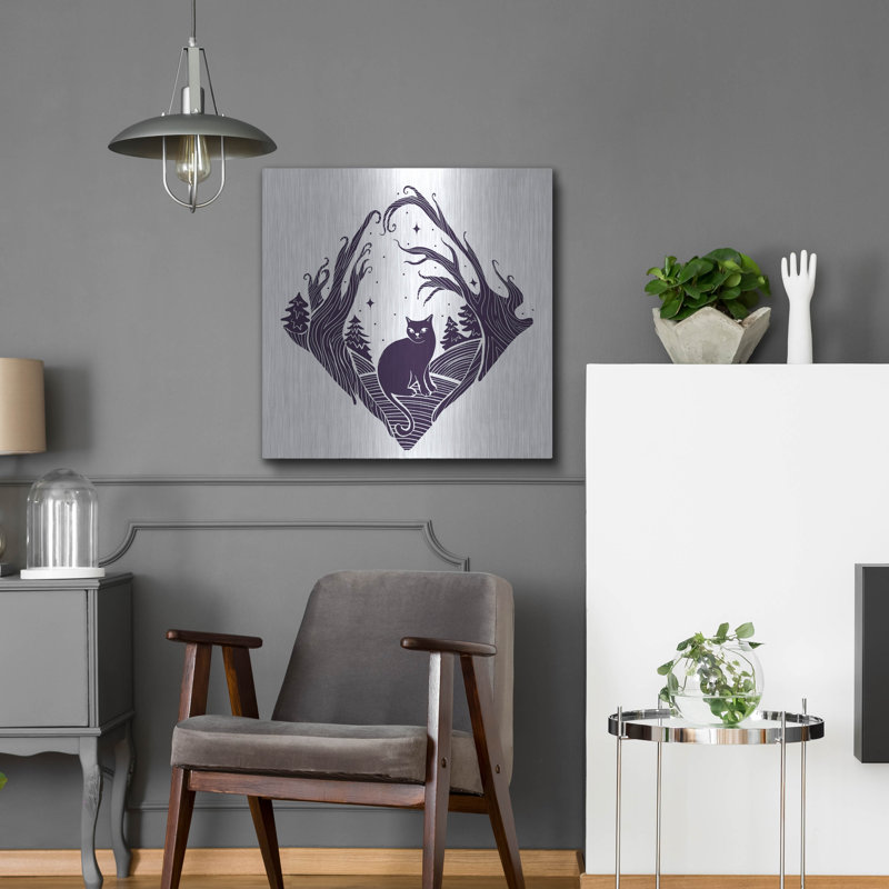 «Cat» par Rachel Hallquist, art mural en métal, H 24 po x l 24 po