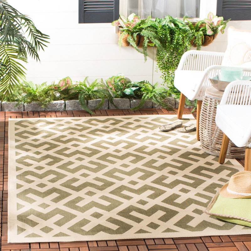 Tapis intérieur / extérieur vert / os Arneshia