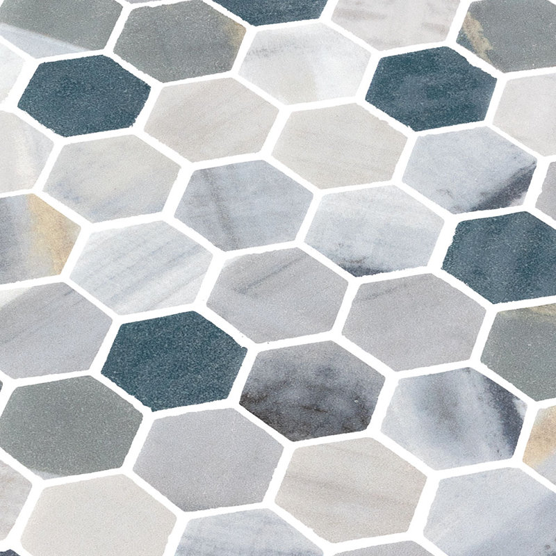 Carreau de mosaïque en verre recyclé hexagonal Spectrum, Nora