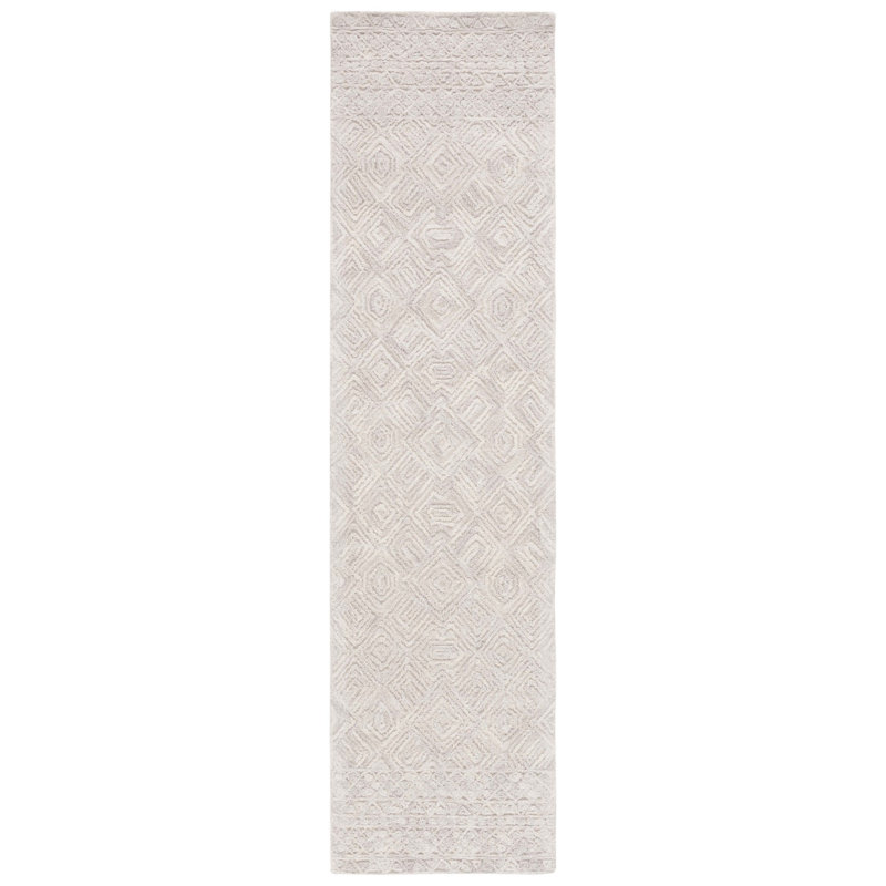 Anaissa Textual Hand Tufted Wool/Cotton Southwestern Rug in Beige, Runner 2'3" x 9'