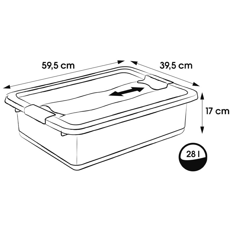 Set of 3 Storage Crystal-Box with Lid - Transparent, 28L