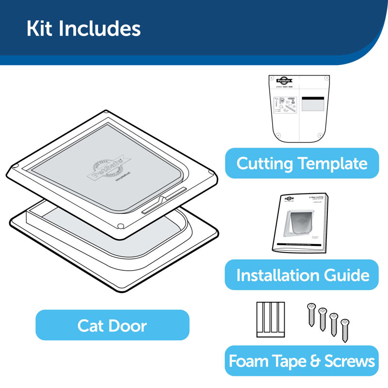 White 4-Way Locking Small Cat Door