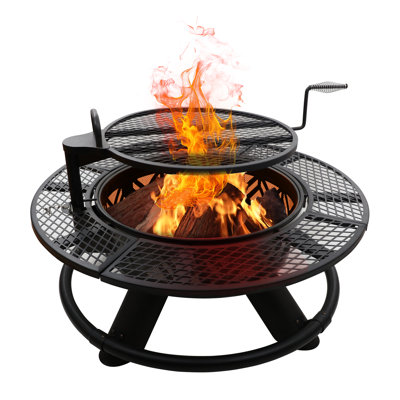 Foyer d'extérieur au feu de jardin 47 po avec grille de cuisson pour barbecue - style géométrique