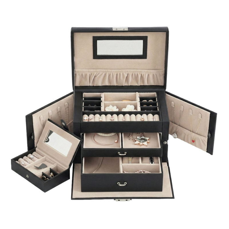 Jewellery Box 3 Layers, Jewellery Organiser With 2 Drawers, Jewellery Case With Portable Travel Case, With Handle, Lockable, Jewellery Storage, Gift For Loved Ones