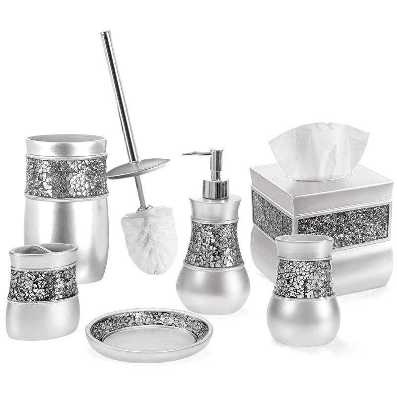 Brushed Nickel 6 Piece Bathroom Accessory Set