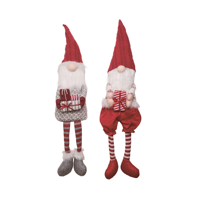 Ensemble de 2 décorations de Noël pour gnome en peluche avec tablette-cadeau 