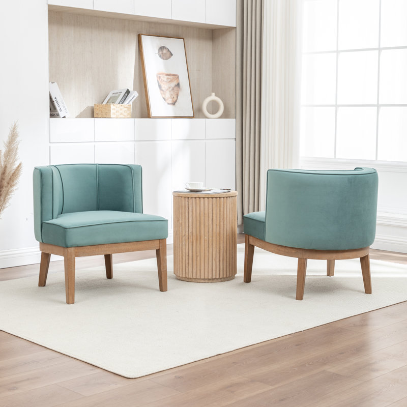 Fauteuil demi-tonneau Karoll, Velours bleu, 2