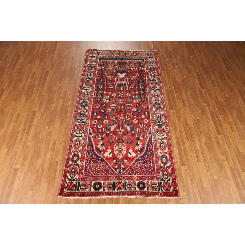 Tapis rouge vintage en laine 5 x 10