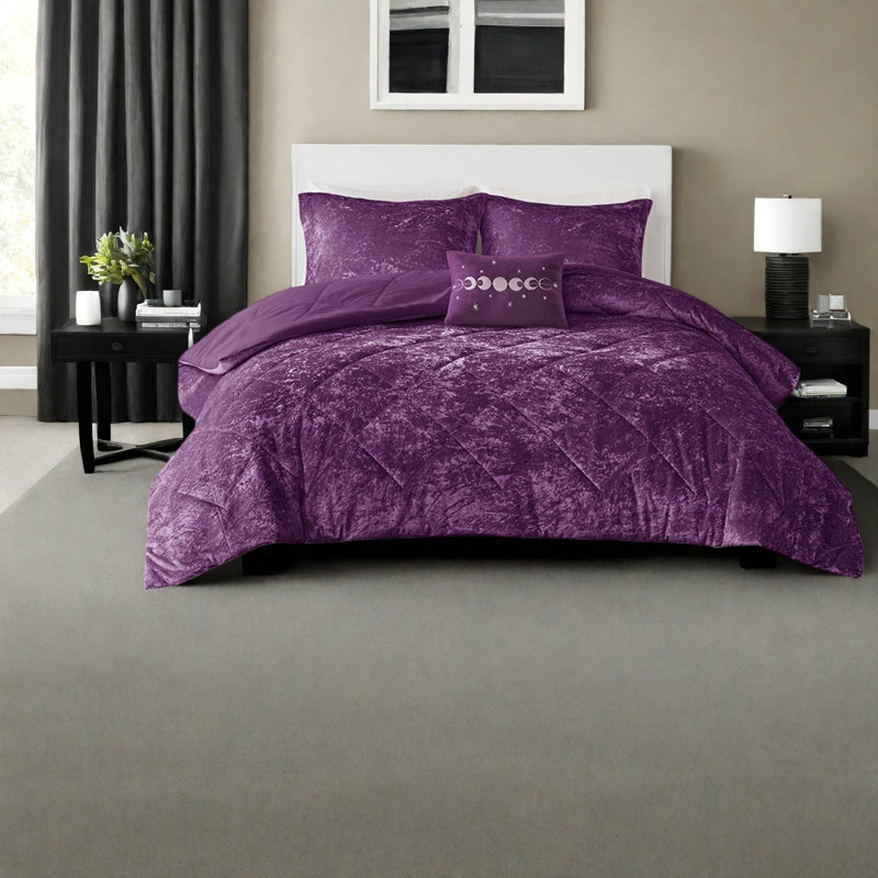 Ensembles de literie en velours mauve de luxe, édredon hypoallergénique avec coussin