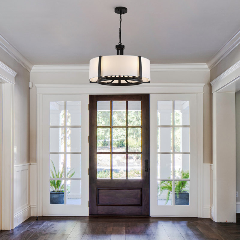 5 - Lights Dimmable Drum Chandelier, Matte Black