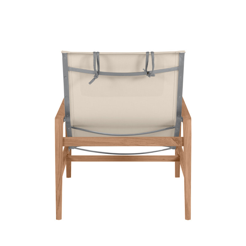 Coast Teak Outdoor Easy Chair, Welt, Cast Mist, Natural Teak