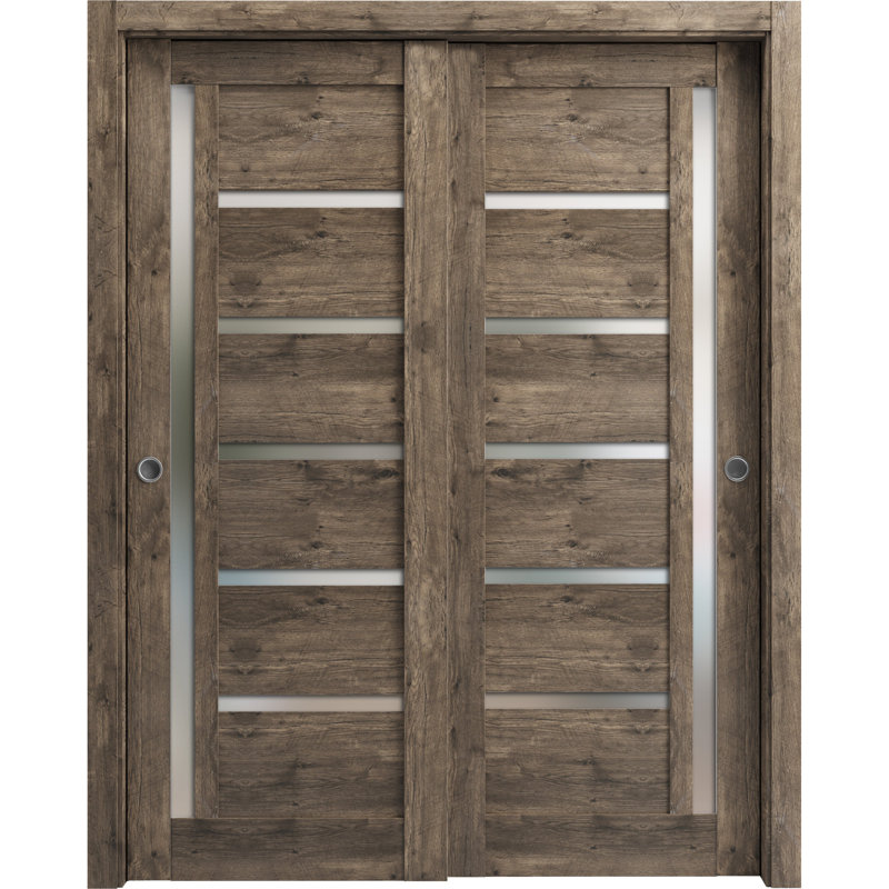 Portes à panneaux coulissantes à panneaux Quadro, Chêne cognac, 72 po x 96 po