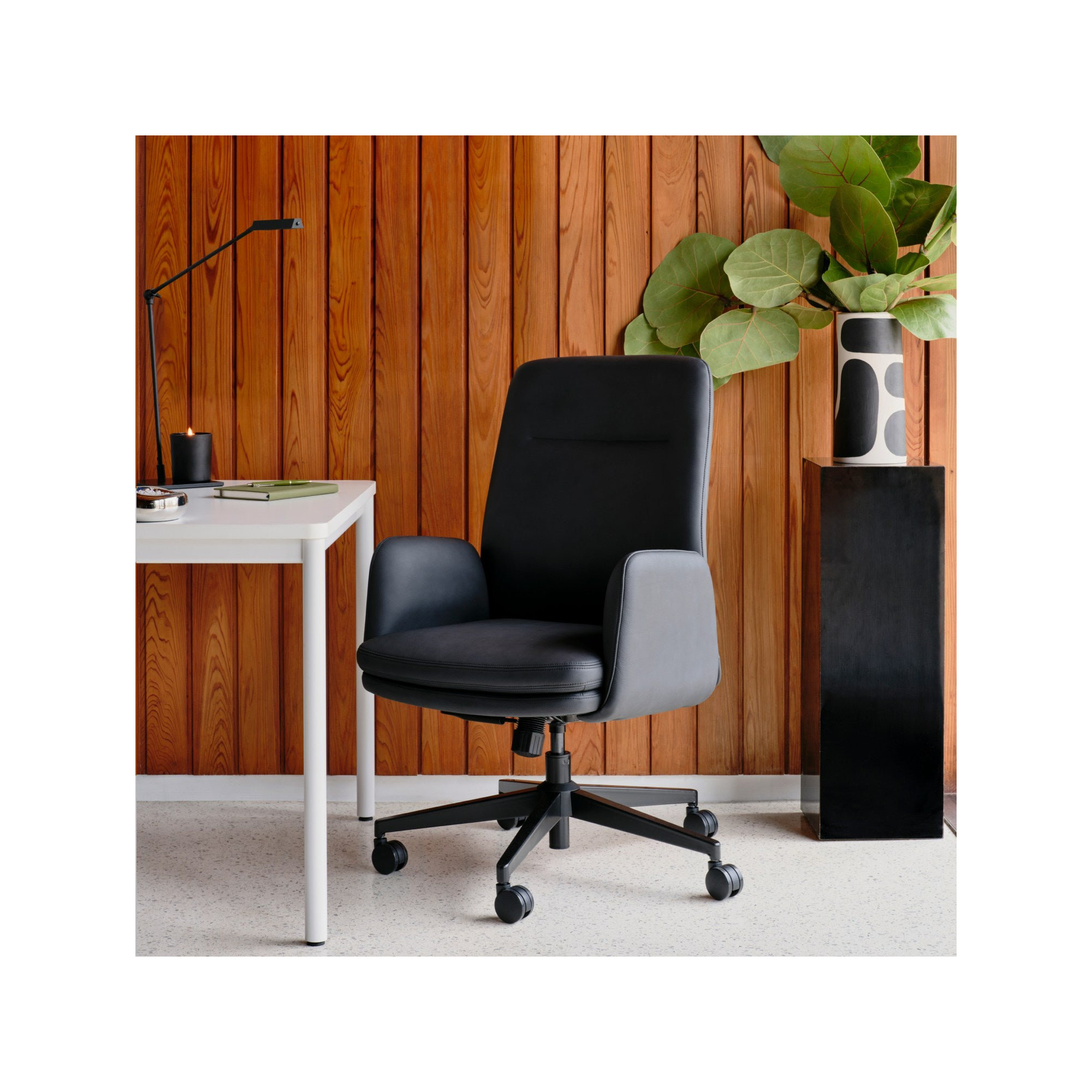 Softside Chair - High Back - Vegan Leather, Black, Black, 40.5"