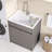 30 Inch Kitchen Sink Laundry Soild Surface Sink With Standing Storage Cabinet With Large Space,Light Brown