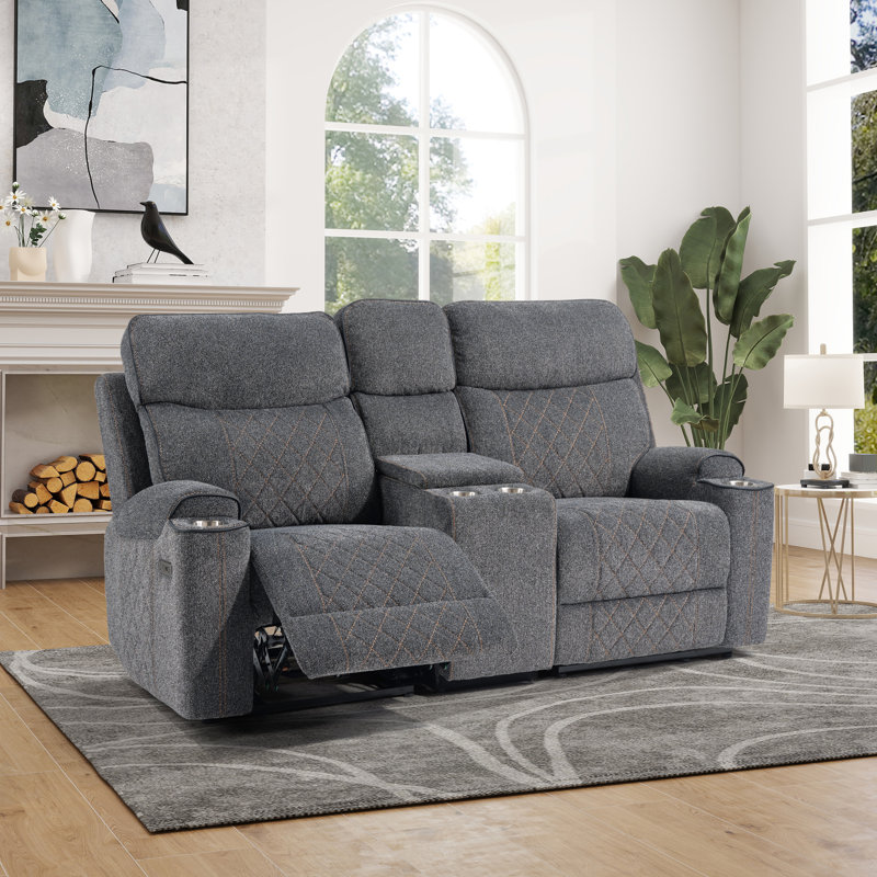 Causeuse inclinable 75,7 po avec console centrale