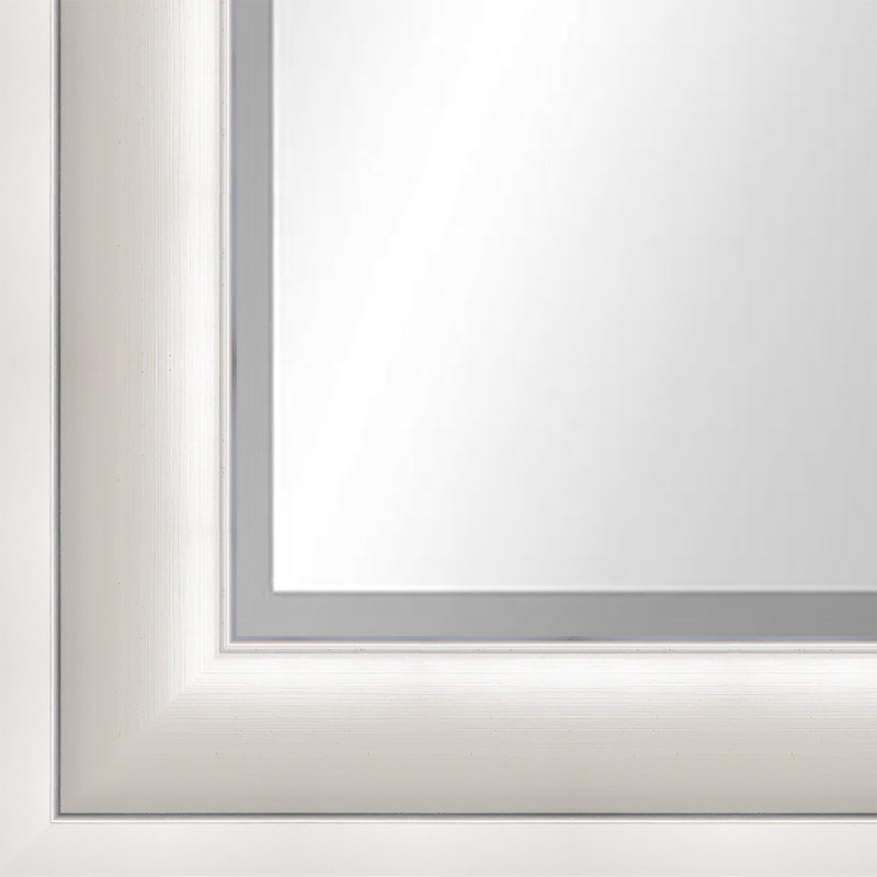 Sterling Rectangle Beveled Wall Mirror, Silver/White, 32.75" x 26.75"
