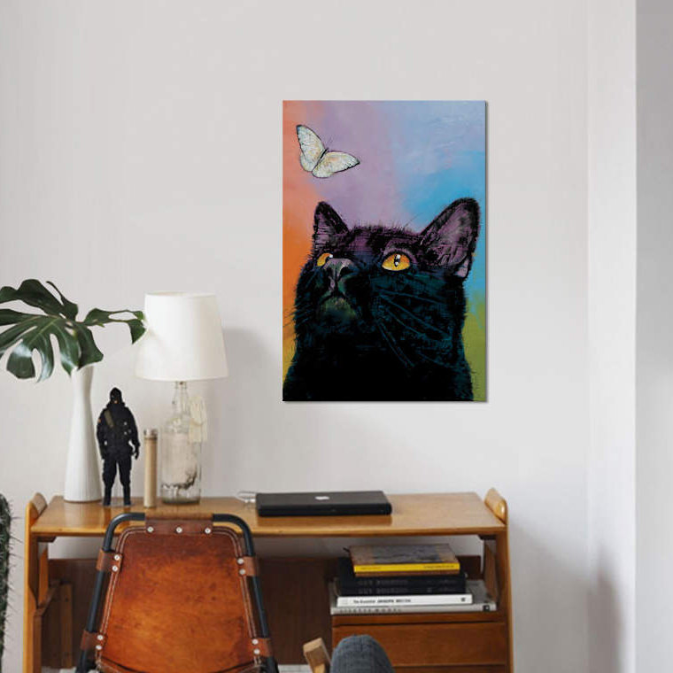 « black cat papillon », impression sur toile, H 18 po x l 12 po x P 1,5 po
