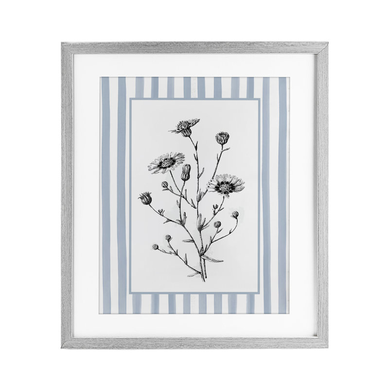 «Herbs in Striped Border», reproduction encadrée sous verre, design par lettré et doublé, 21" H x 17" W, Cadre de ferme gris