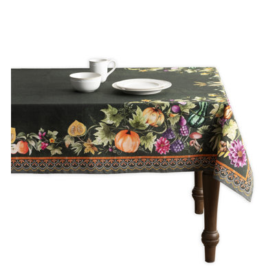 Maison d'Hermine Pumpkin Garden - Dark Green 100% Cotton Tablecloth - 60" x 60"