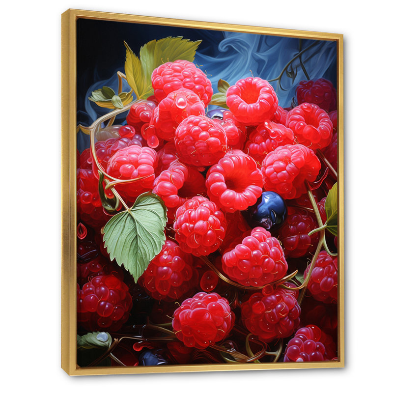 Fruit Raspberry Rhapsody Expressive, reproduction d'art sur toile, Encadrement doré, H 40 po x l 30 po x P 1,5 po
