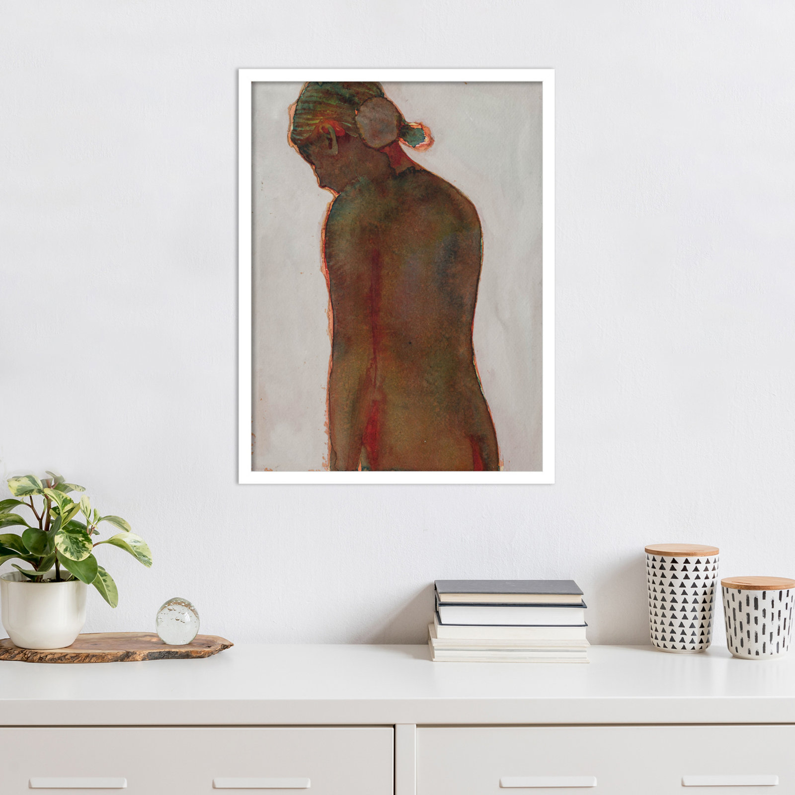 Figure Print by Dean Graham, White Framed, 25" H x 19" W