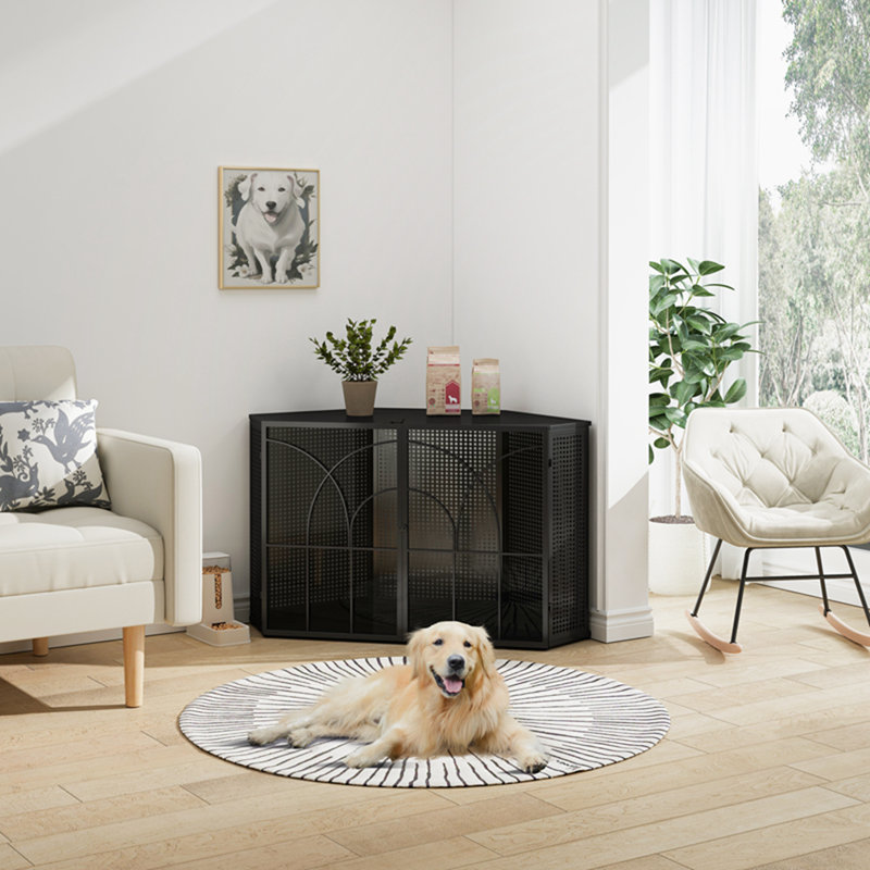 Hayatul Two-Door Hexagonal Corner Cabinet, Black