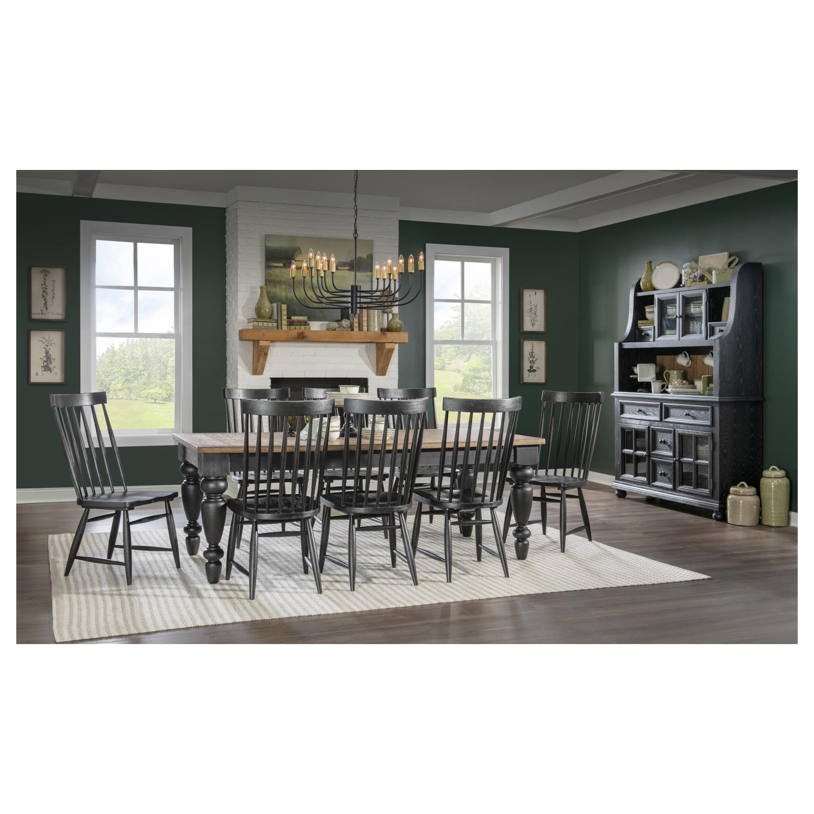 Country Living Extendable Dining Table, 30"H x 72"L x 40"W, Black