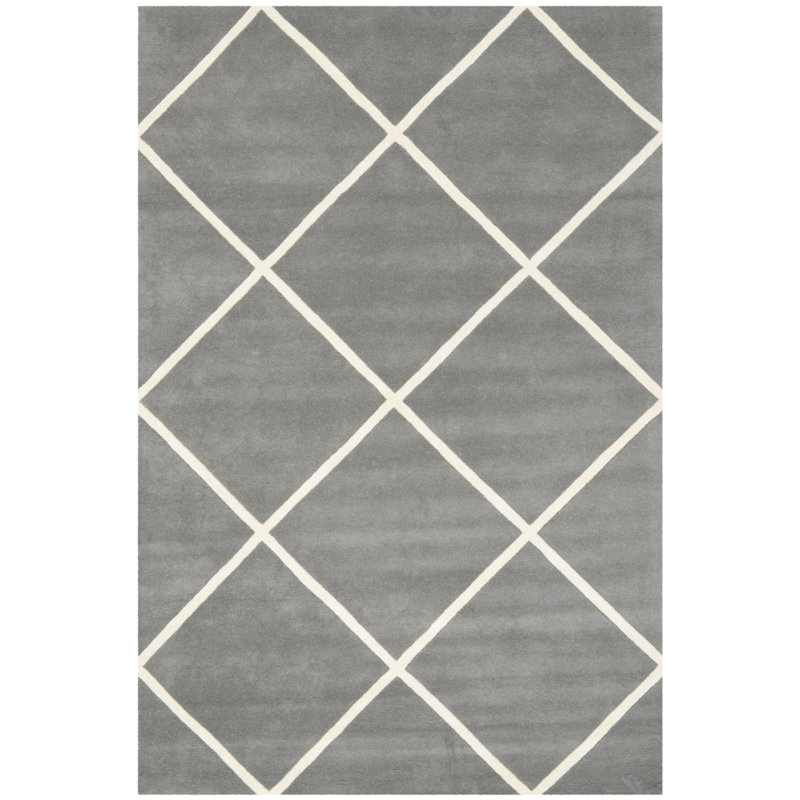 Khan Geometric Wool Hand Woven Area Rug, Rectangle 152 x 244 cm