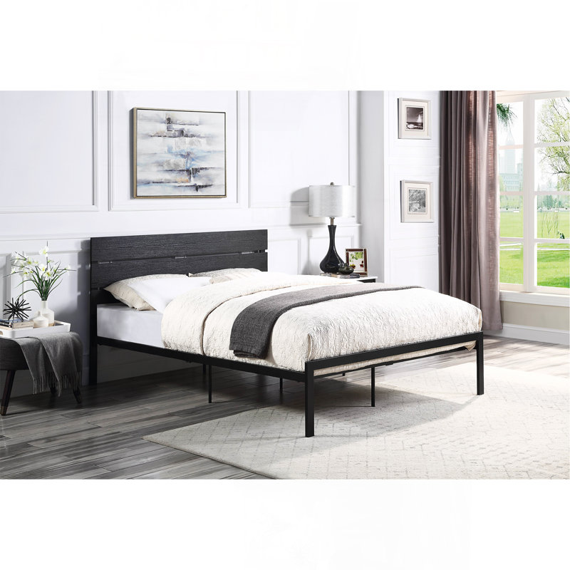 Black Metal Frame Full Size Bed 1Pc