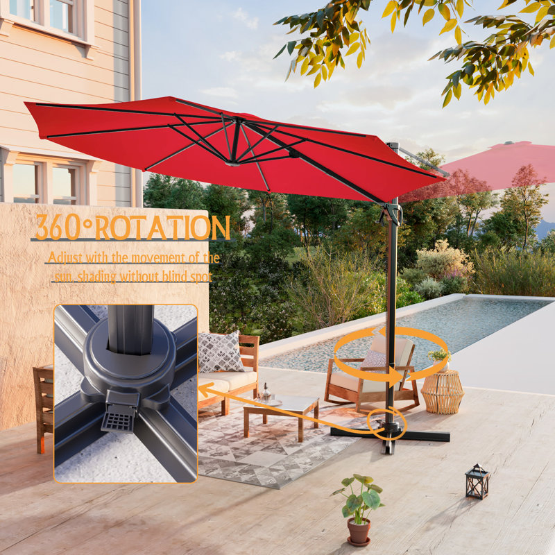 Parasol rond en porte-à-faux 10 pi, Rouge