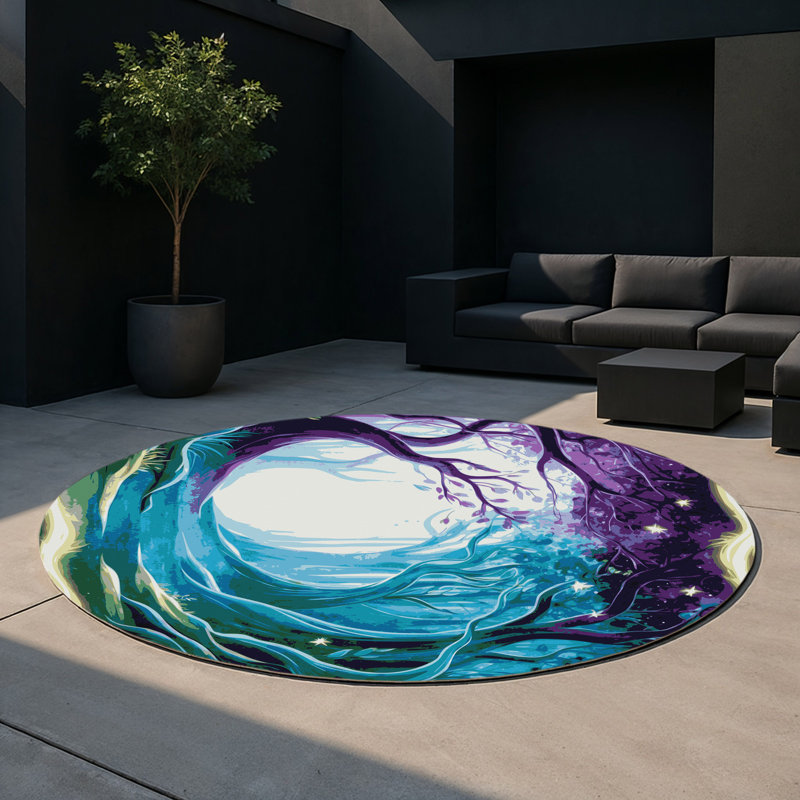 Tapis intérieur et extérieur Secret Glade, Rond 5 pi