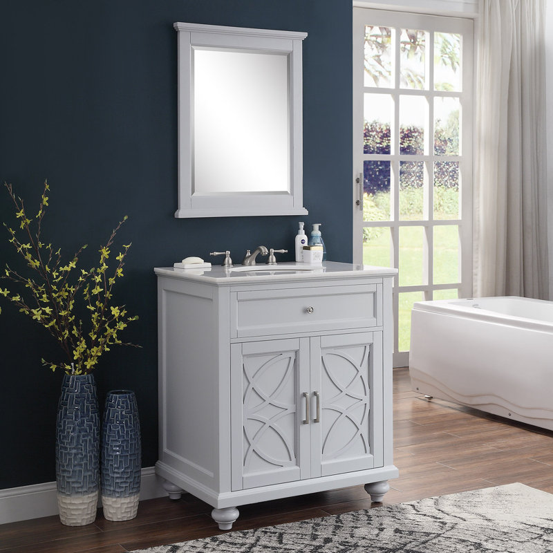 Conjetta 31"W x 22"D Bath Vanity in  with  Marble Vanity Top and  Basin, Gray