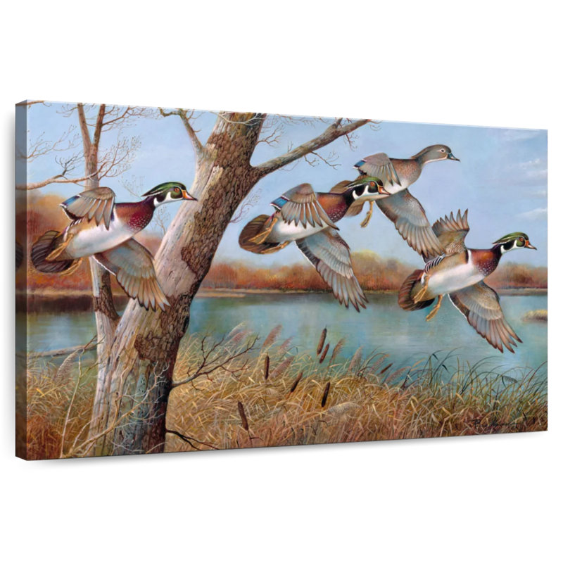 Brampt volant des canards en bois, H 26 po x l 39 po