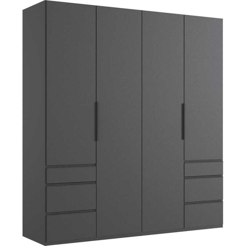 Guardino 4 Door Wardrobe, Graphite, 236cm H x 200cm W x 58cm D