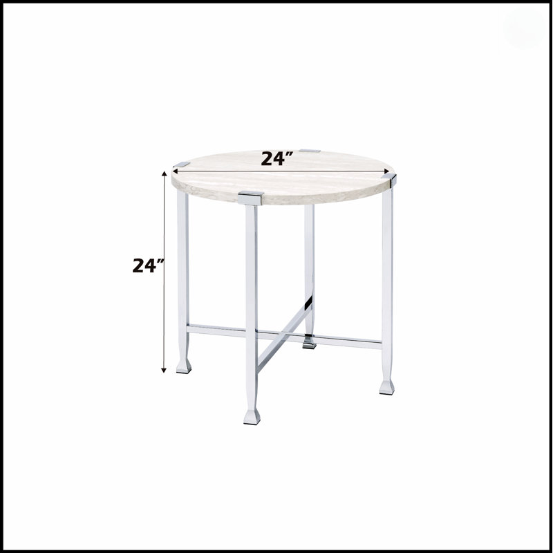 Table de bout en chêne blanc et chrome Brecon au design durable et au minimalisme moderne pour une utilisation polyvalente dans tout espace de vie