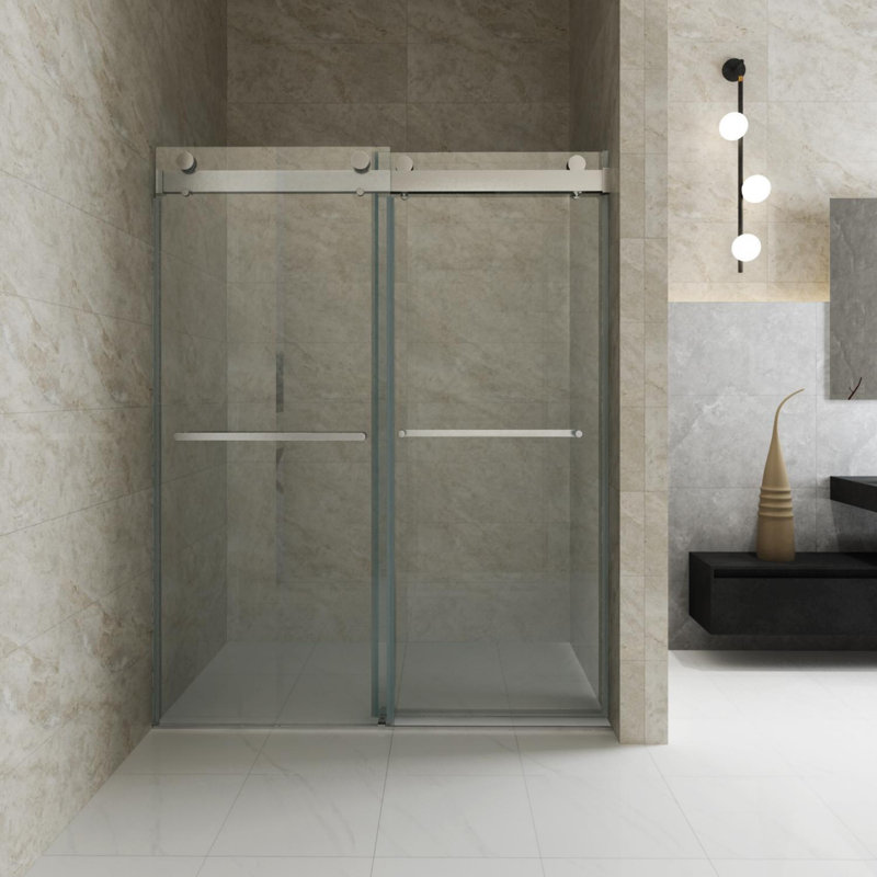 Porte de douche coulissante double sans cadre l 44 à 48 po x H 76 po