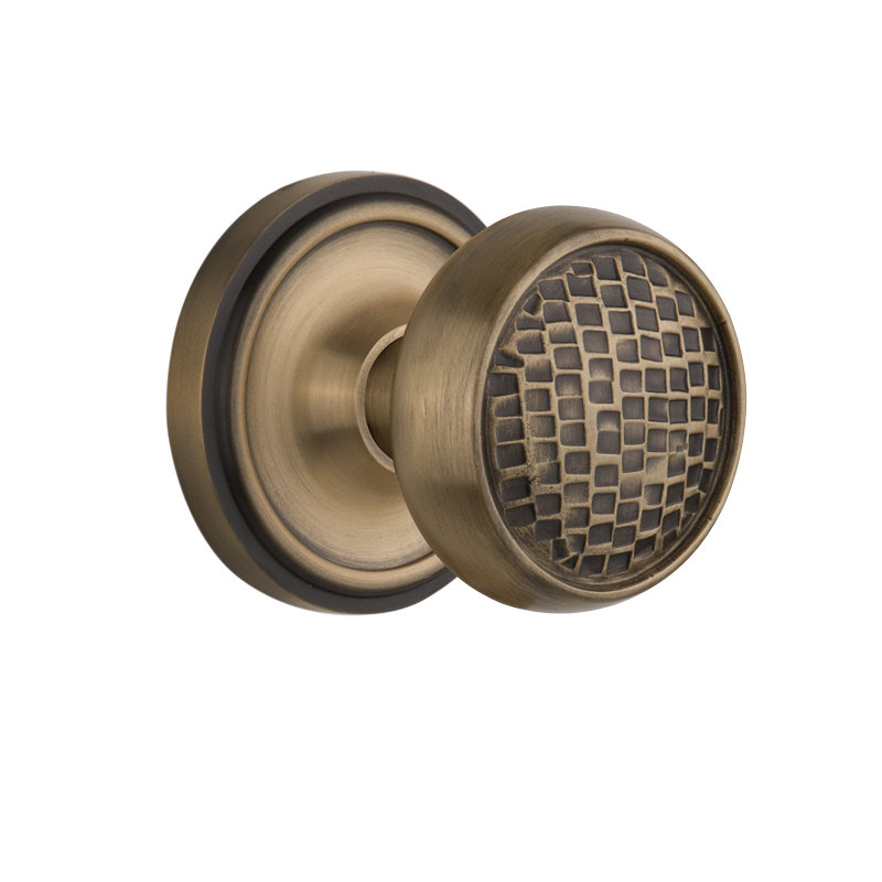 Classic Rosette with Craftsman Door Knob, Antique Brass