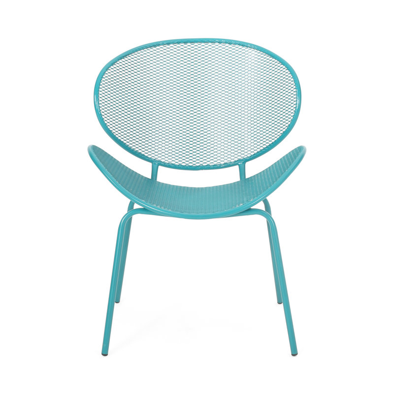 Outdoor Teal Chairs - Iron Frame, Curvaceous Design, 26.1" D X 34.87" H For Living Room Of 2 Shell Stylish Patio