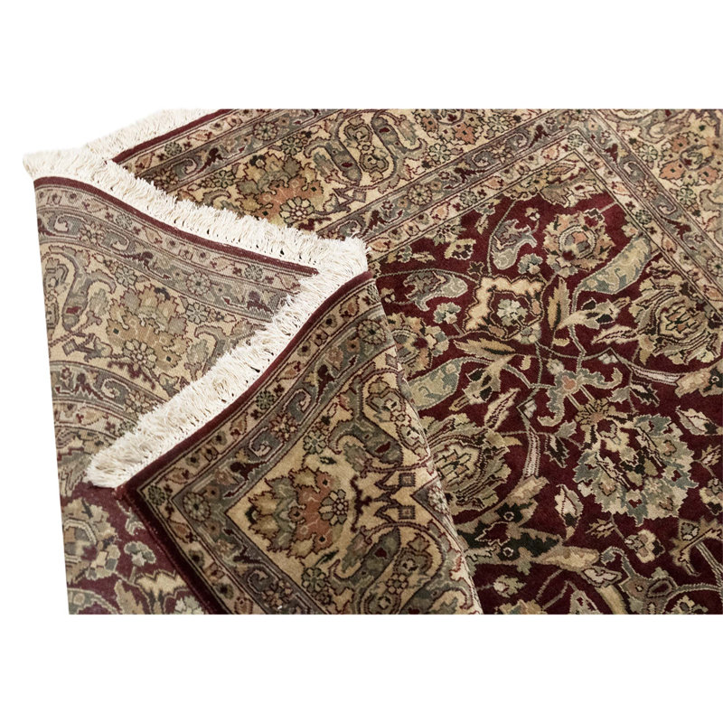 Tapis unique gris / vin / vert clair 6 pi 2 po x 9 pi 2 po One-of-a-Kind