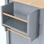 Chariot pour îlot de cuisine avec plateau en bois massif et roues verrouillables, largeur de 54,3 pouces, armoire à 4 portes et deux tiroirs, support à épices, support à serviettes (gris bleu)-671831058