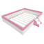 Très grande structure de lit de jour rembourrée avec clôture, aspect rose et blanc, dix lattes de lit pour plus de durabilité, installation rapide, installation facile