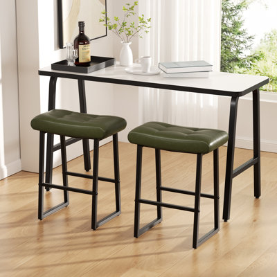 Upholstered Counter Stool with Metal Frame