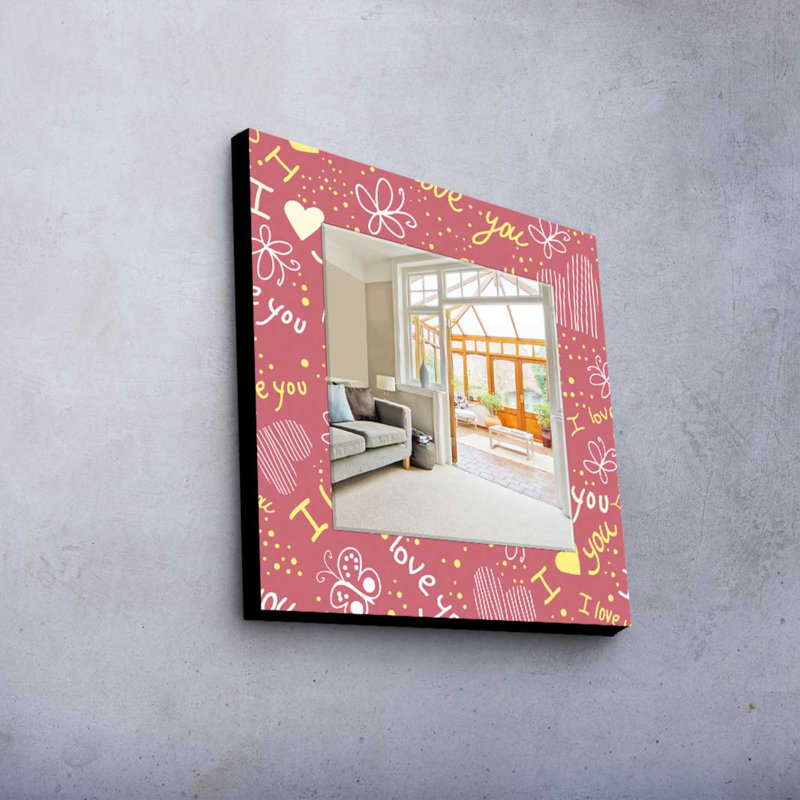 Élégant miroir décoratif avec cadre 100% bois de pin, 19,7 po x 19,7 po | Miroir en verre véritable (épaisseur: 0,2 pouce) | Peinture sur tissu élégante | Parfait pour la décoration intérieure et le vestibule, design durable et chic