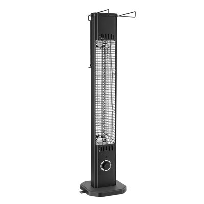 Chaufferette électrique infrarouge 1500W avec télécommande, 8 niveaux de chaleur, minuterie, sécurité surchauffe, conception en acier durable pour les espaces extérieurs comme les patios, les cours et les balcons