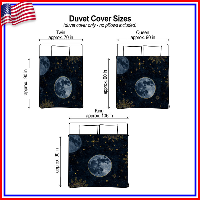 Housses de couette Moon Sun Constellations, Grand lit