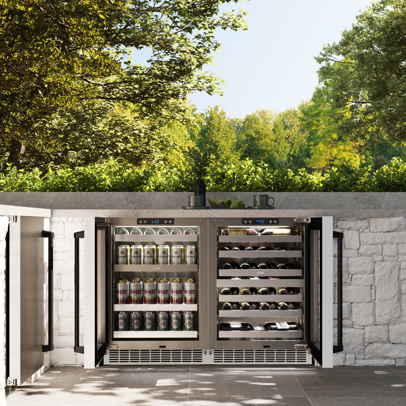 ZLINE Autograph Edition 24 in. Touchstone Beverage Fridge W/ White Matte Glass Door & Matte Black Handle (RBSOZ-WM-24-MB)