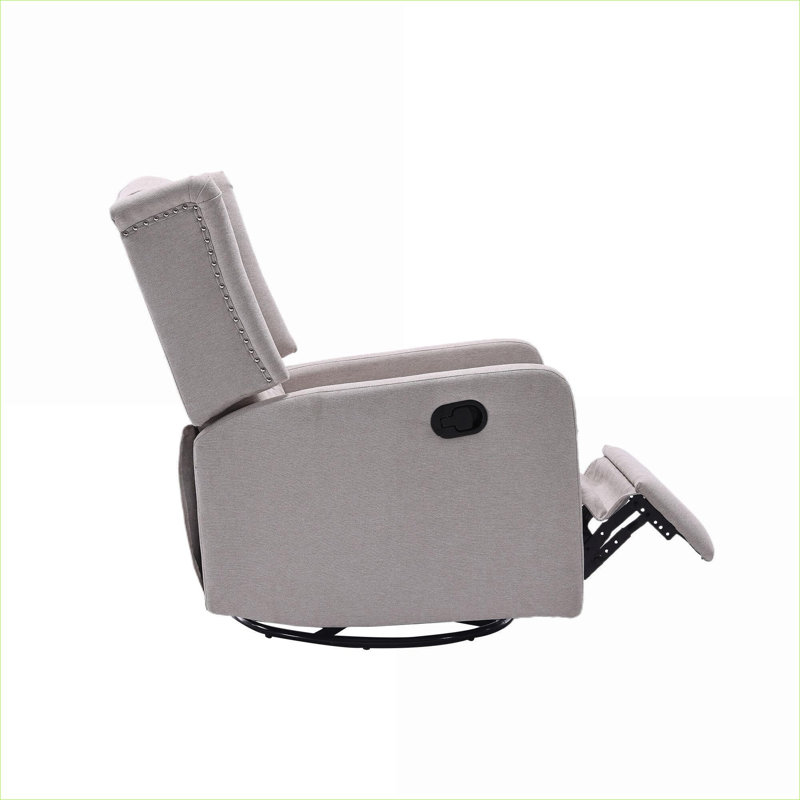  Fauteuil inclinable à bascule moderne et pivotant, 3 pièces inclinables réglables à 360 degrés, beige neutre pour la chambre à coucher du salon